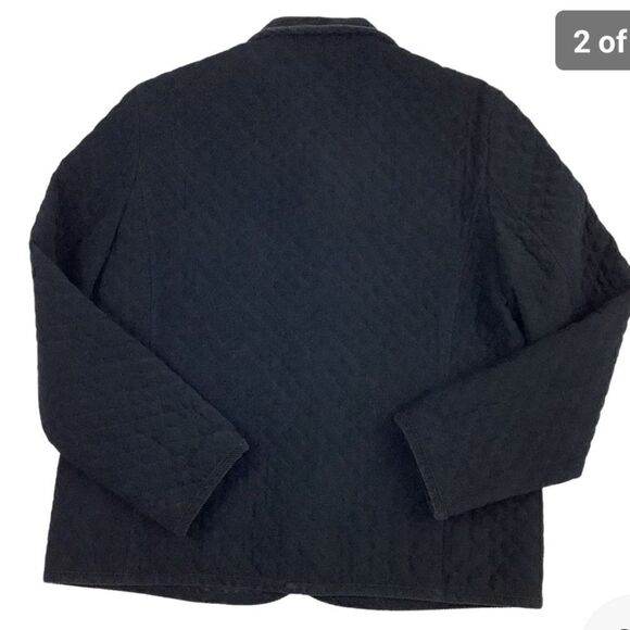 Talbots Black Stretch Snap Button Quilted Barn Jacket Size Medium - Picture 2 of 9